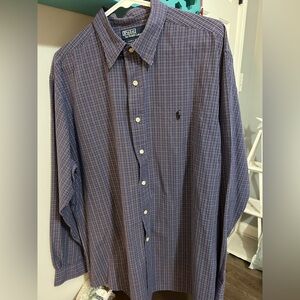 Ralph Lauren Men's Navy and White Plaid Shirt